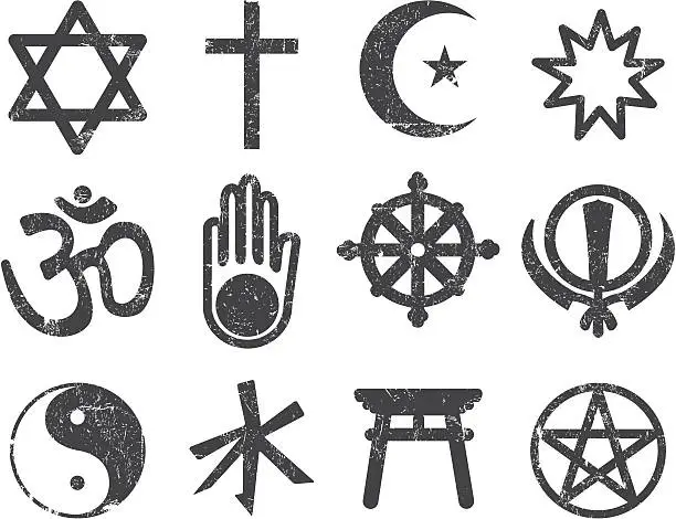 Vector illustration of Vector Textured Religion Icon Set