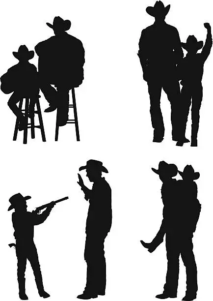 Vector illustration of Silhouette of a man with his son