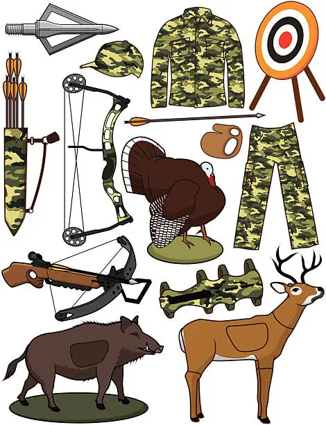 Vector illustration of Archery Items