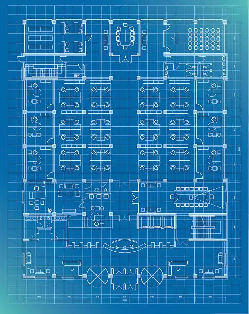 Vector illustration of office building plan blueprint entrance floor
