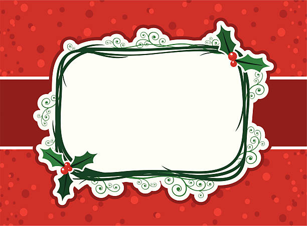 ilustrações, clipart, desenhos animados e ícones de natal label - christmas holly frame ivy