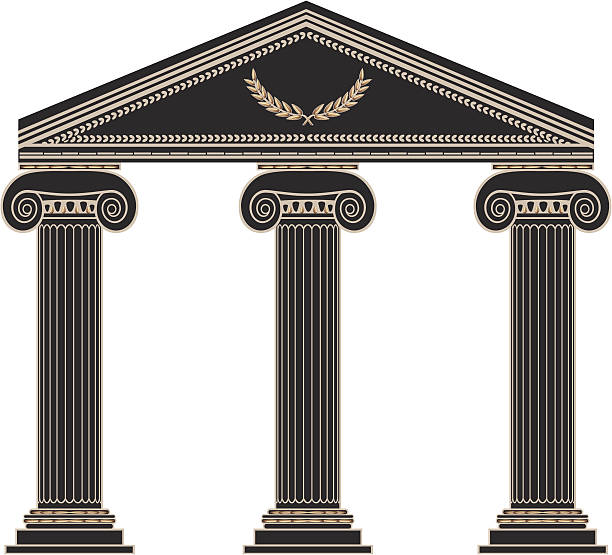 Roman Columns Beautiful roman columns in a color combination of  black and gold, decorated with a laurel. roman empire vector stock illustrations