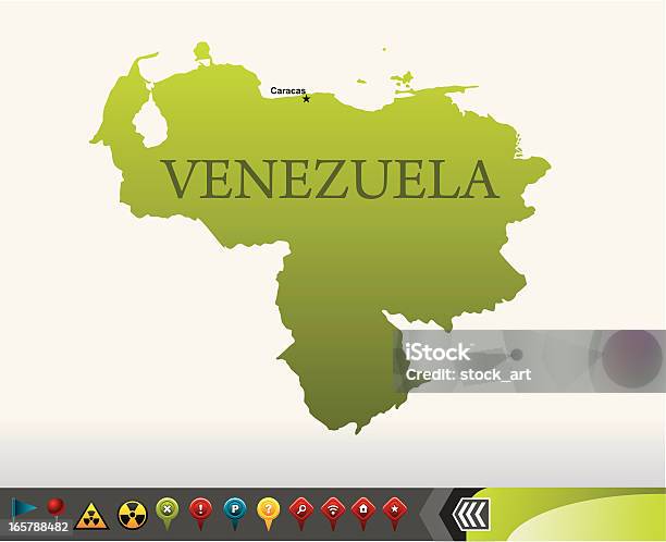 Venezuela Karte Mit Navigation Symbole Stock Vektor Art und mehr Bilder von Antillen - Antillen, Aruba, Atlantik