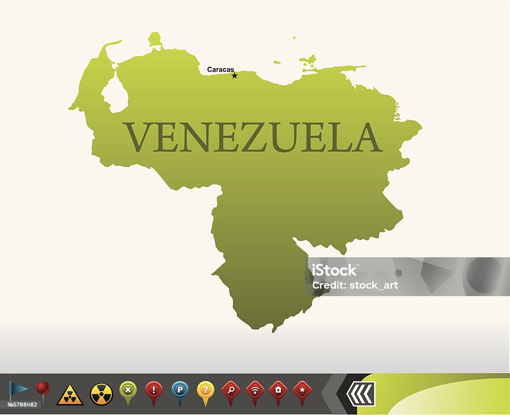 Venezuela mappa con icone di navigazione - arte vettoriale royalty-free di America del Sud