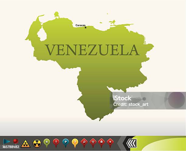 Venezuela Mappa Con Icone Di Navigazione - Immagini vettoriali stock e altre immagini di America del Sud - America del Sud, Antille, Aruba