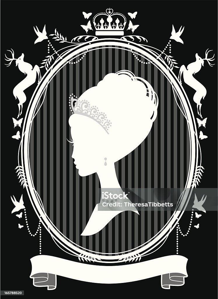 The Princess A beautiful princess (or bride) in a decorative frame with banner. All elements are on separate layers for easy editing. Click below for more fashion and wedding images. Tiara stock vector