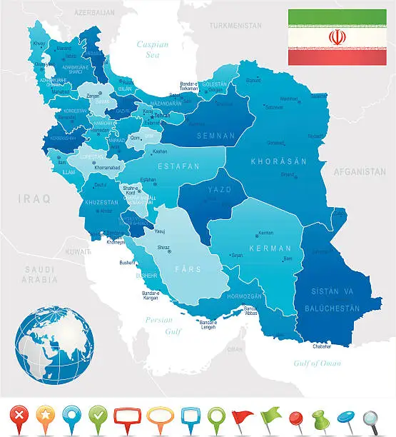Vector illustration of Iran - highly detailed map