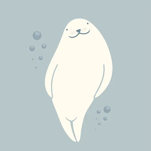 Vector illustration of Smiling Harp Seal cartoon character