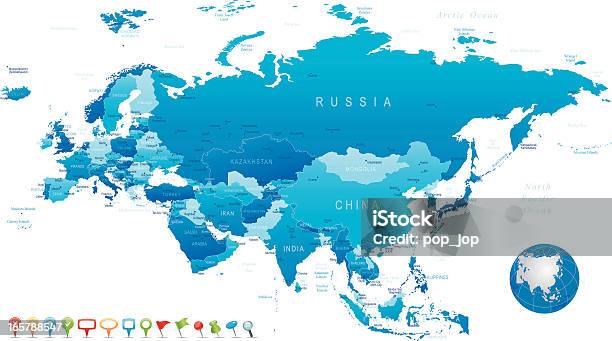 Eurasia Highly Detailed Map Stock Illustration - Download Image Now - Map, Russia, Asia