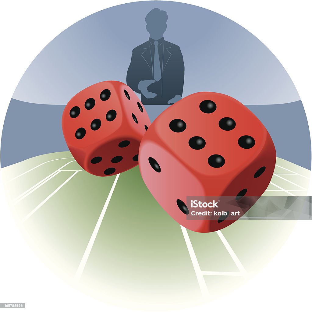 Man throwing dice Vector illustration of a man throwing dice on a craps table. One of a series. Dice stock vector