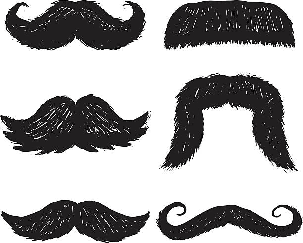 skizzenhafte mustaches - schnurrbart stock-grafiken, -clipart, -cartoons und -symbole