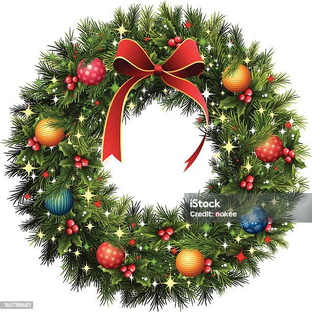 Boże Narodzenie Wieniec - Stockowe grafiki wektorowe i więcej obrazów Boże Narodzenie - Boże Narodzenie, Wieniec, Święto - Wydarzenie
