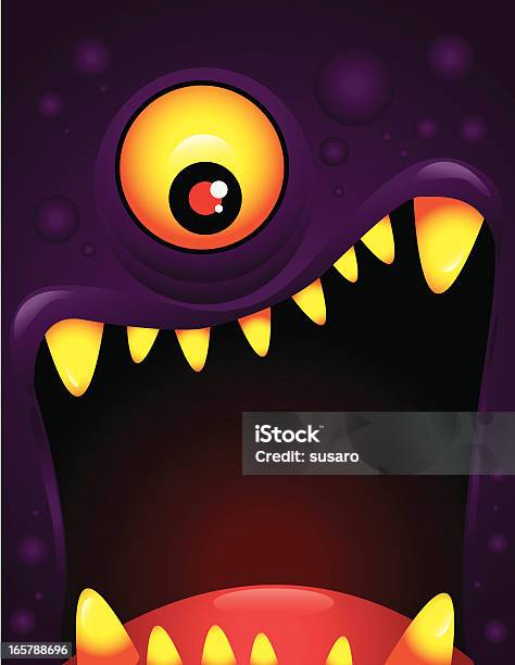 Ilustracja Wektorowa Z Potwór Z Otwarte Usta - Stockowe grafiki wektorowe i więcej obrazów Potwór - Potwór, Halloween, Oko