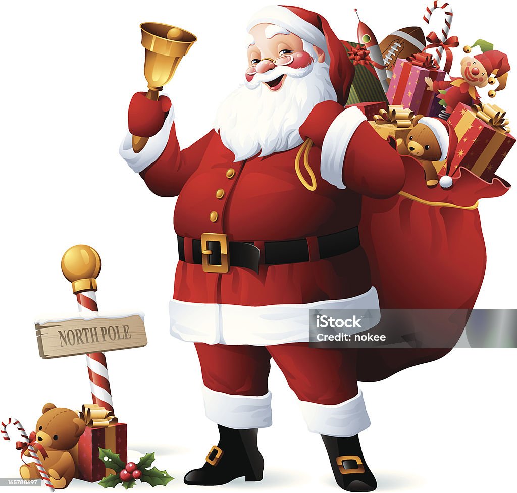 Санта-Клаус с мешок, полной рождественские подарки - Векторная графика Санта Клаус роялти-фри