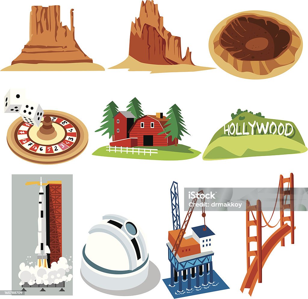 Icônes des États-Unis - clipart vectoriel de Golden Gate Bridge libre de droits