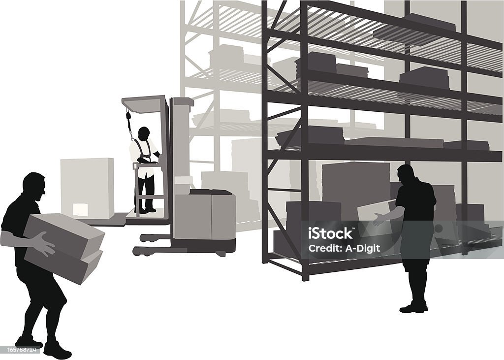 Storeman Vector Silhouette A-Digit In Silhouette stock vector