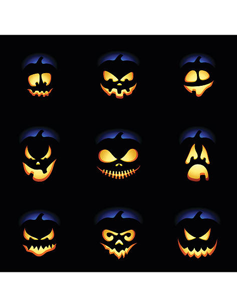 Halloween Spooky Faces vector art illustration