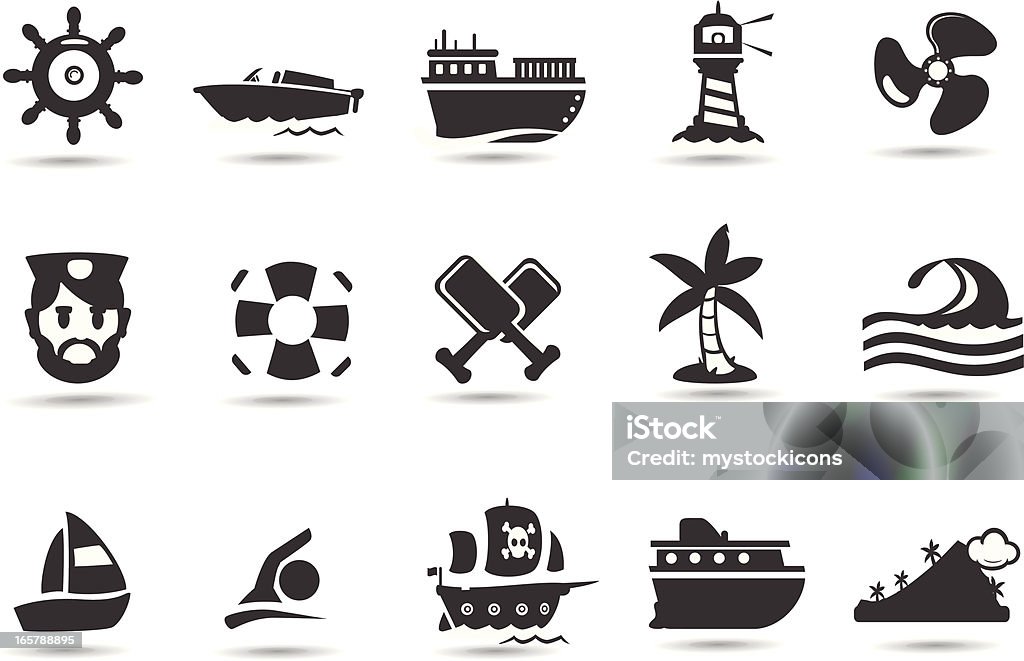 Conjunto de ícones de transporte - Royalty-free Veículo Aquático arte vetorial