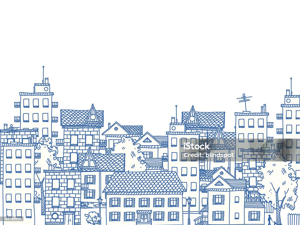 Ilustración de la ciudad - arte vectorial de Zona residencial libre de derechos