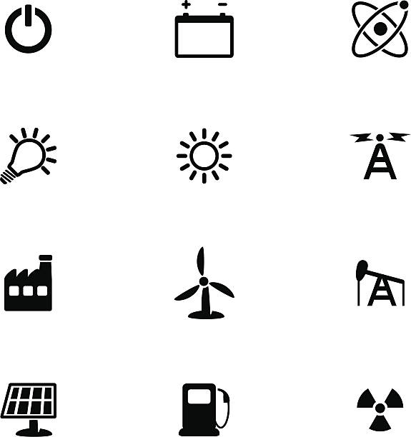 ilustrações, clipart, desenhos animados e ícones de conjunto de ícones de energia - bomba petrolífera