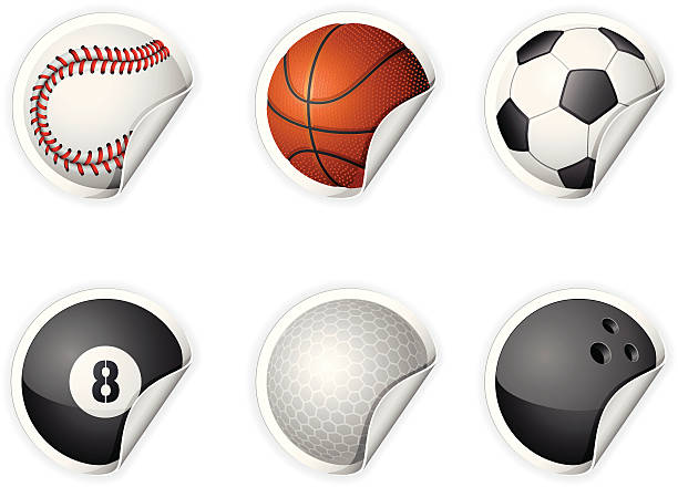 illustrazioni stock, clip art, cartoni animati e icone di tendenza di adesivi palla - golf ball circle ball curve