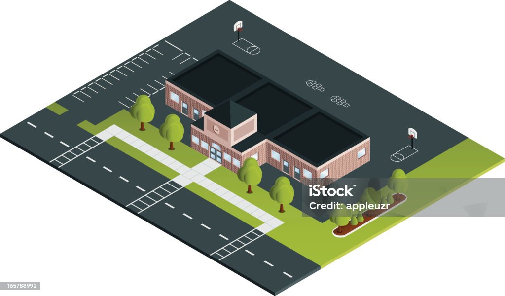 Школа Дом - Векторная графика Изометрическая проекция роялти-фри