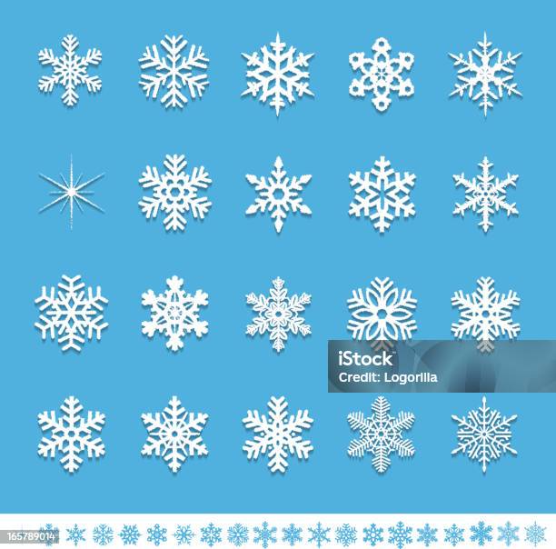 Texturizado Ícones De Floco De Neve - Arte vetorial de stock e mais imagens de Abstrato - Abstrato, Azul, Branco