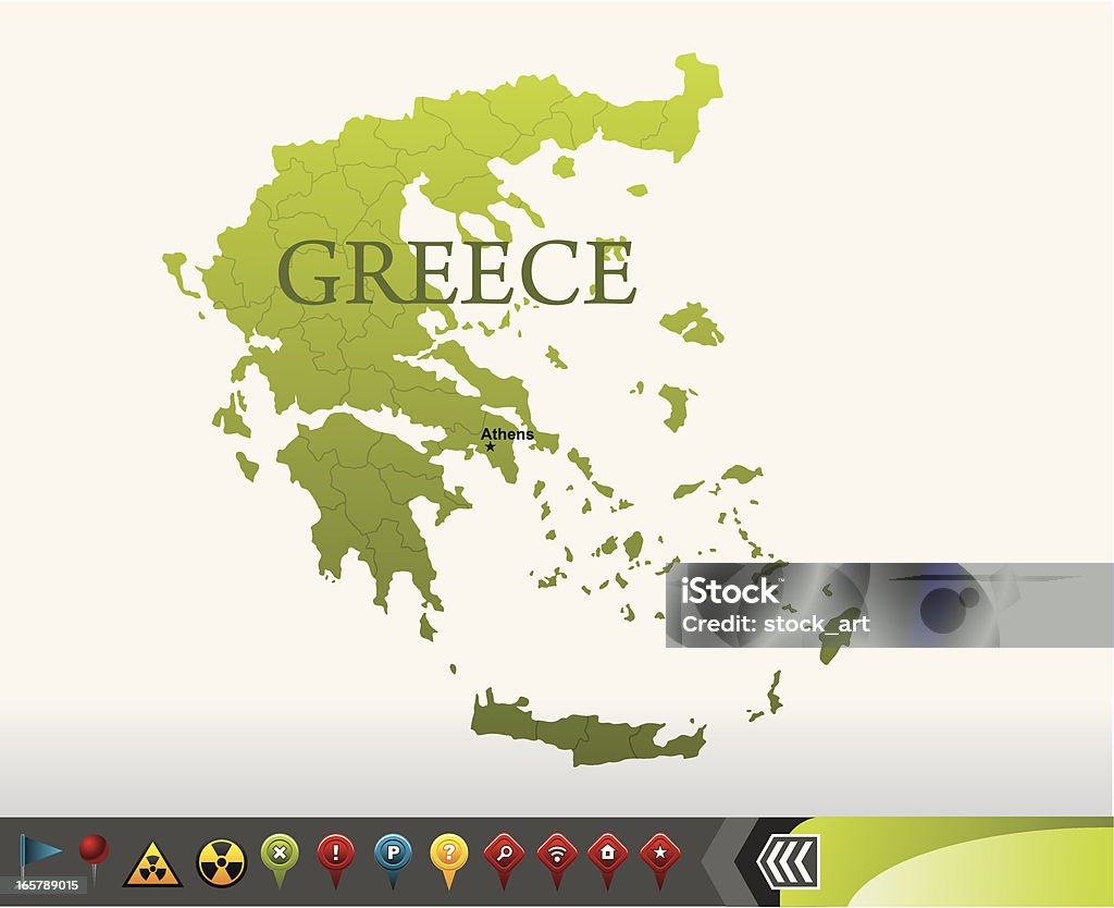 Grecia con iconos de navegación Mapa - arte vectorial de Albania libre de derechos