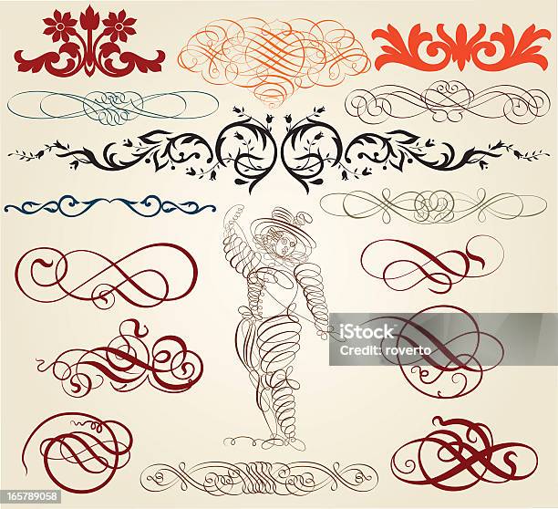 Calligraphic Ozdoby - Stockowe grafiki wektorowe i więcej obrazów Barok - Barok, Dekoracja, Dorosły