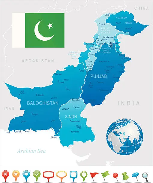 Vector illustration of Pakistan - highly detailed map
