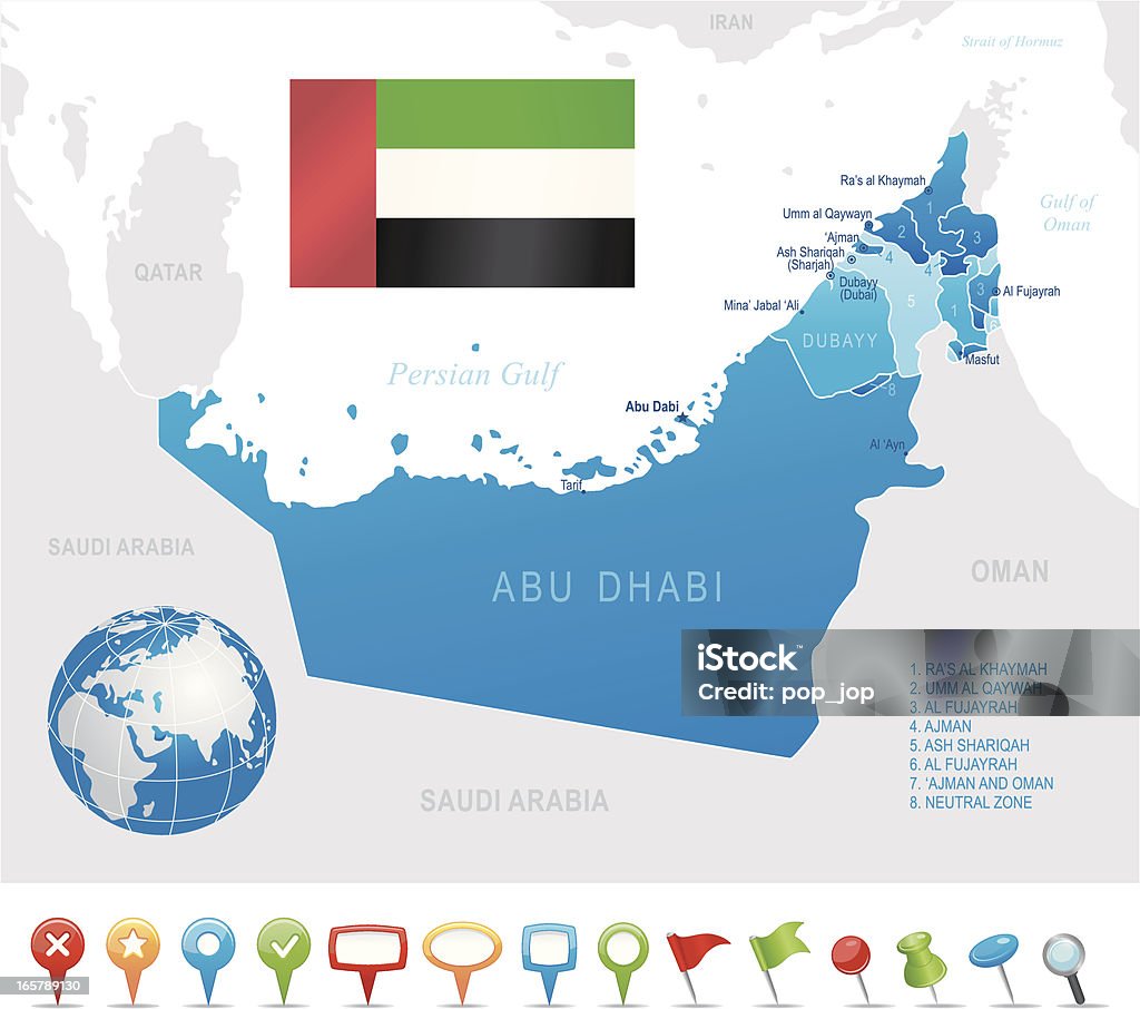 アラブ首長国連邦-非常に詳細な地図 - 地図のロイヤリティフリーベクトルアート