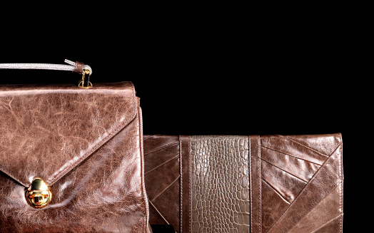 Luxury Leather Female Bags On Black Background