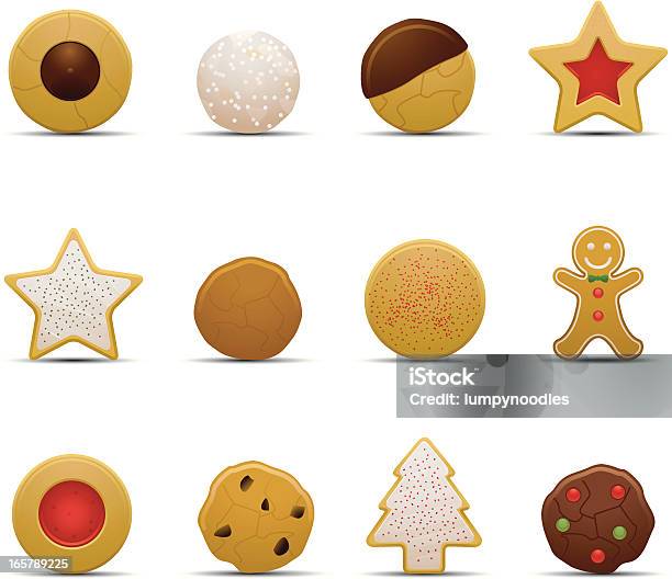 Christmas Cookie Ikony - Stockowe grafiki wektorowe i więcej obrazów Boże Narodzenie - Boże Narodzenie, Ciasteczko, Ciastko shortbread