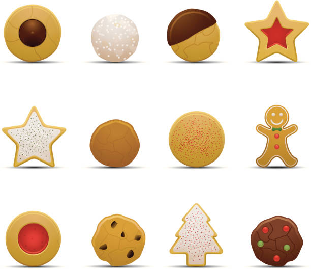 ilustrações de stock, clip art, desenhos animados e ícones de biscoito de natal ícones - cookie christmas shortbread food