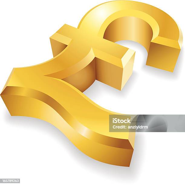 Золотой Символ Фунта — стоковая векторная графика и другие изображения на тему Британская валюта - Британская валюта, Символ фунта, Банковский счёт