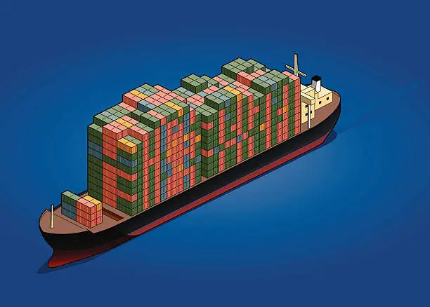 Vector illustration of cargo ship
