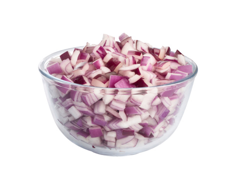 Sliced Onions In Glass Bowl