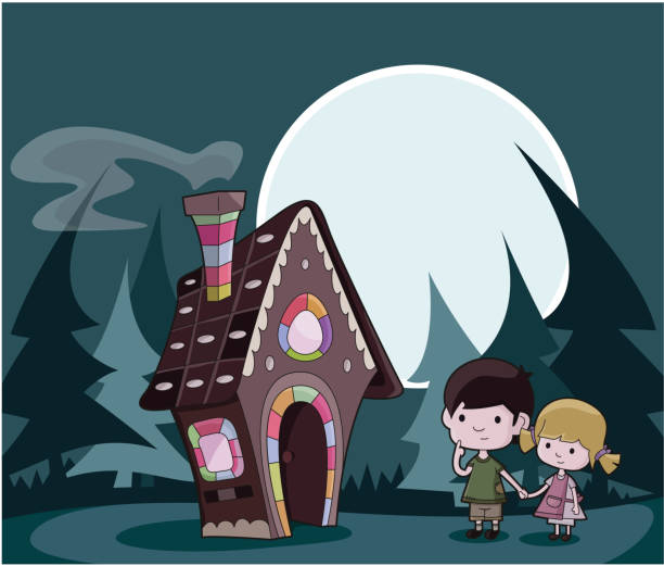 Hansel y Gretel/de hadas - ilustración de arte vectorial