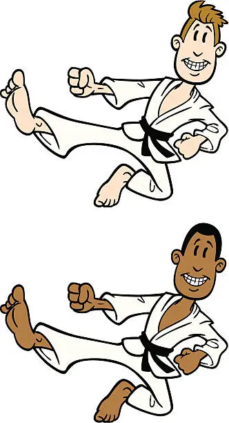 Vector illustration of Cartoon Karate Kick