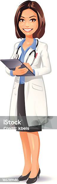여성 담담의 태블릿 컴퓨터 여자 의사에 대한 스톡 벡터 아트 및 기타 이미지 - 여자 의사, 의사, 여자