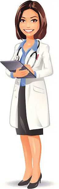 Vector illustration of Female Doctor With a Tablet Computer