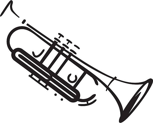 terompet jazz - trompet ilustrasi stok