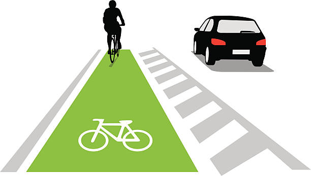 ilustrações, clipart, desenhos animados e ícones de ciclovia lane conceito - bicycle sign symbol bicycle lane