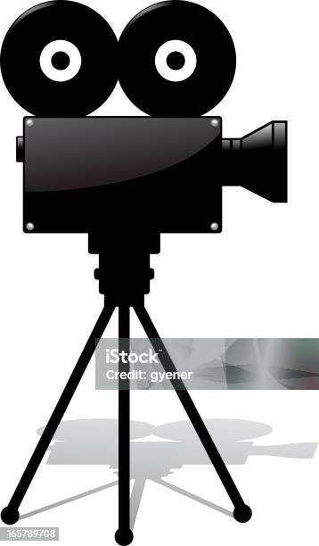 Черный Кинокамера — стоковая векторная графика и другие изображения на тему Антиквариат - Антиквариат, Векторная графика, Голливуд - Калифорния