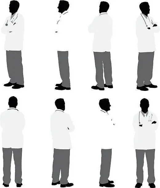 Vector illustration of Multiple images of a doctor