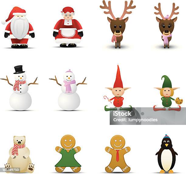 Holiday Characters Stock Illustration - Download Image Now - Reindeer, Christmas, Elf