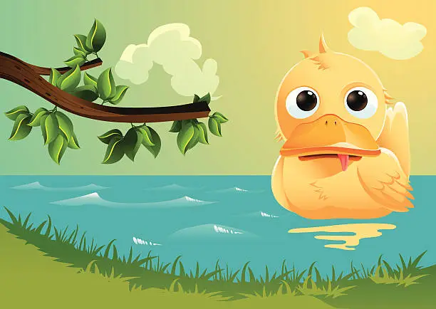Vector illustration of duck swimming