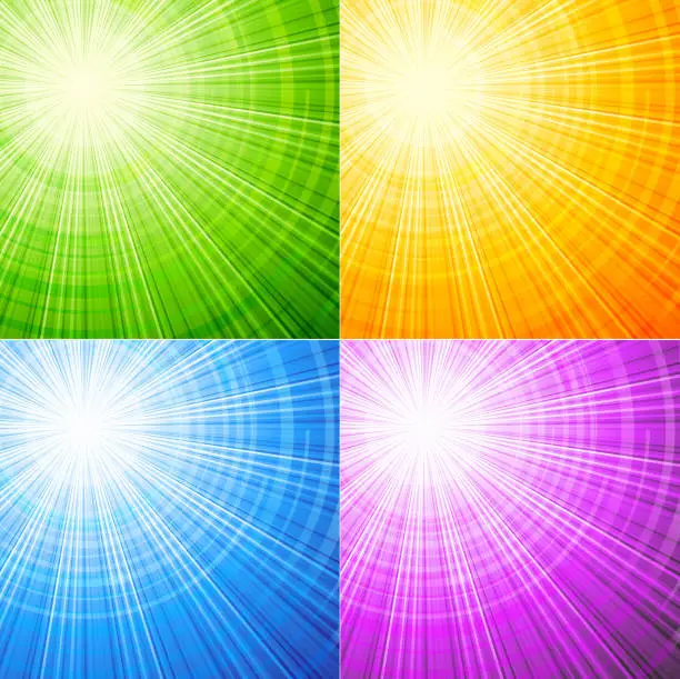 Vector illustration of Two credit  Four color rays background