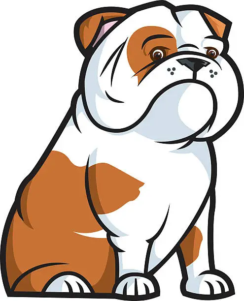 Vector illustration of A cartoon image of a bulldog on a white background