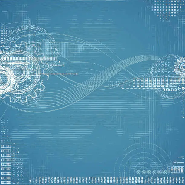 Vector illustration of Grunge Technical Drawing-Blueprint